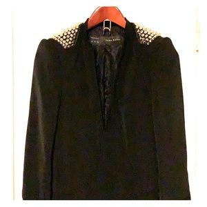 ZARA STUDD SPIKE BLK BLAZER JACKET COAT SMALL